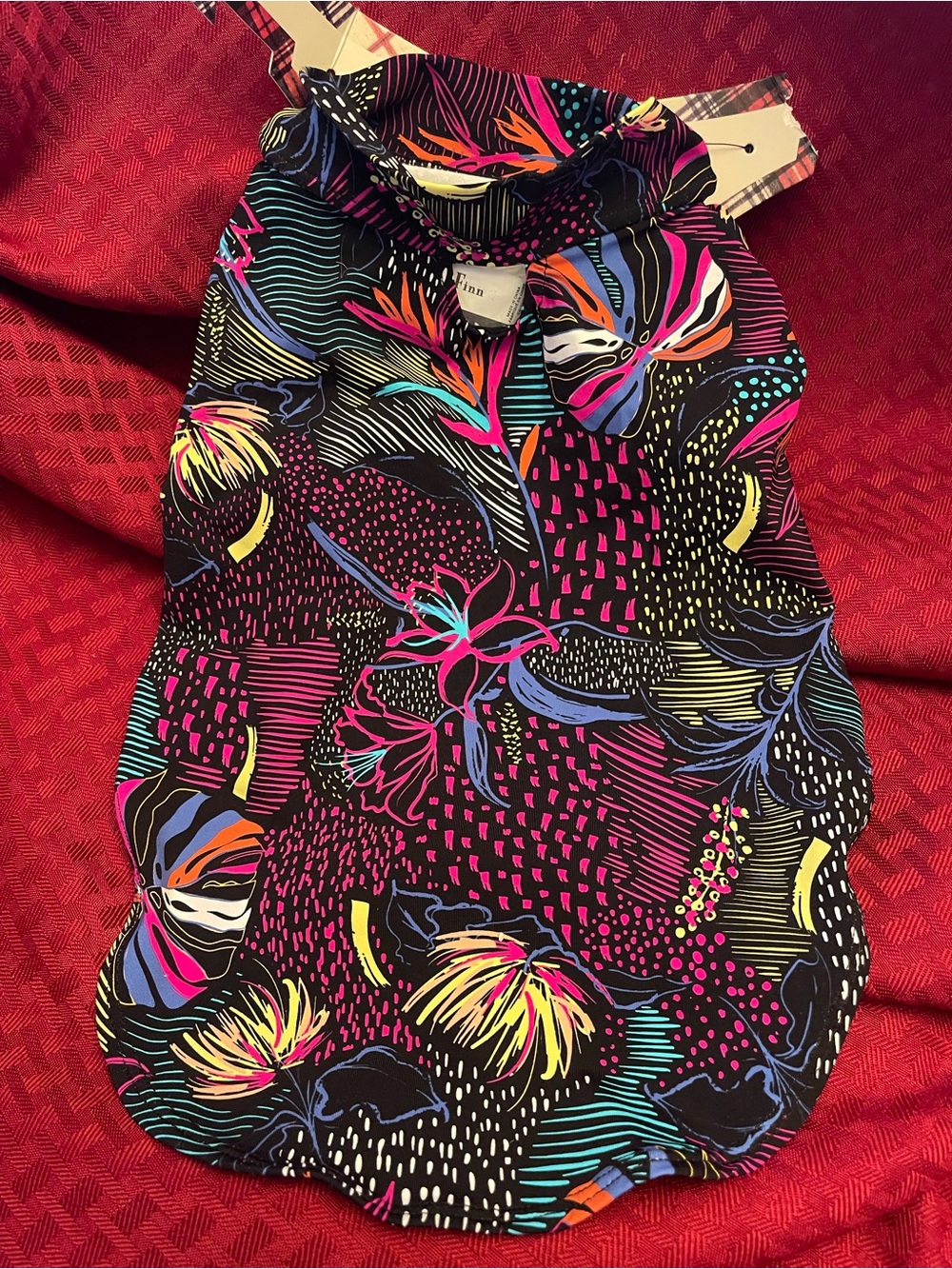 Colorful Floral Print Dog Dress - Black Multi